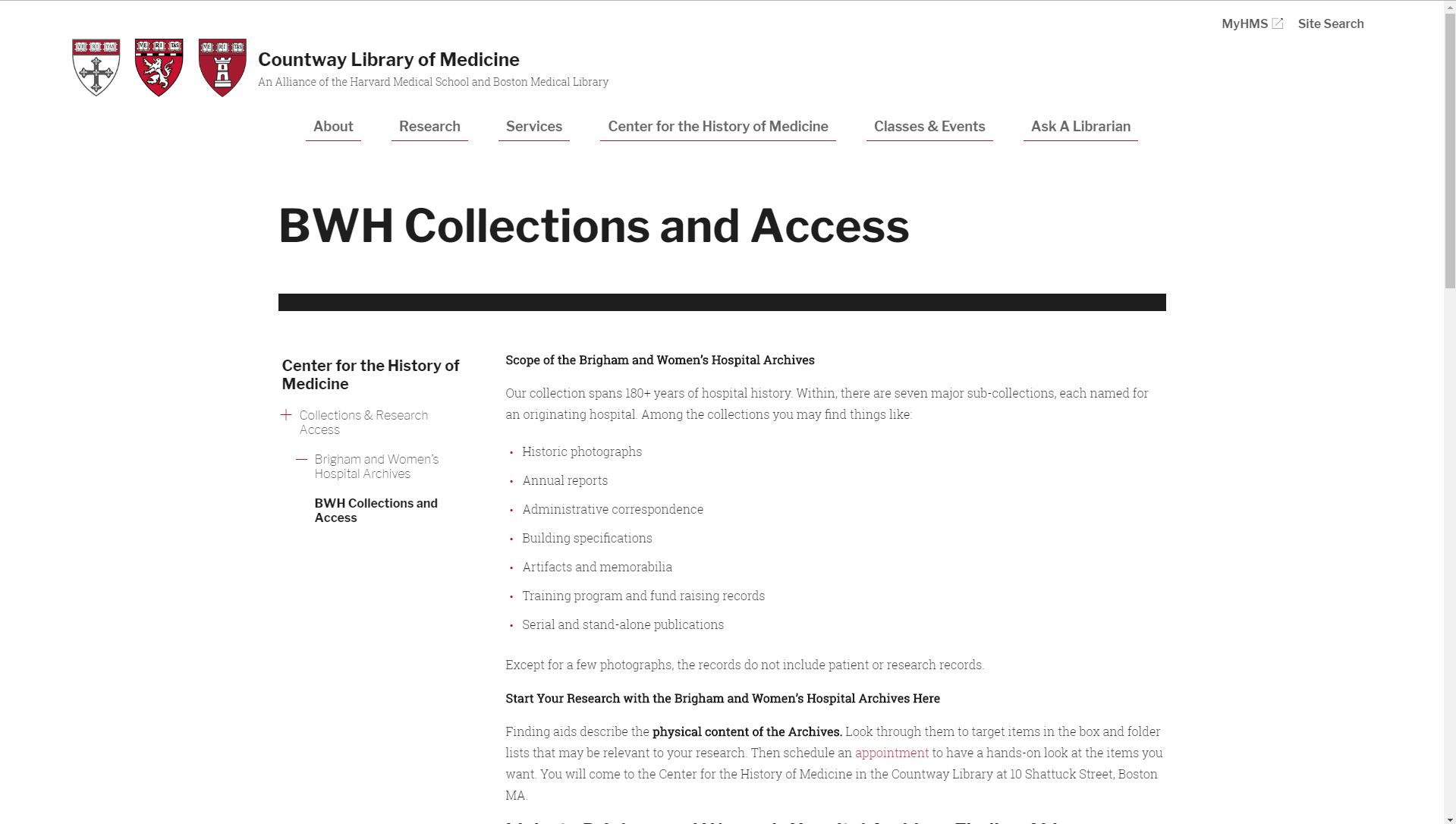 HMS BWH Access to Collections